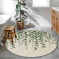 thumbnail image 3 of Round Area Rugs Collection 3.3 Ft, Green Eucalyptus Leaves Non-Slip Residential Carpet, Summer Botanical Weeping Rustic Indoor Crawling Mats Doormat Runner Rugs Play Mat for Bedroom, 3 of 8