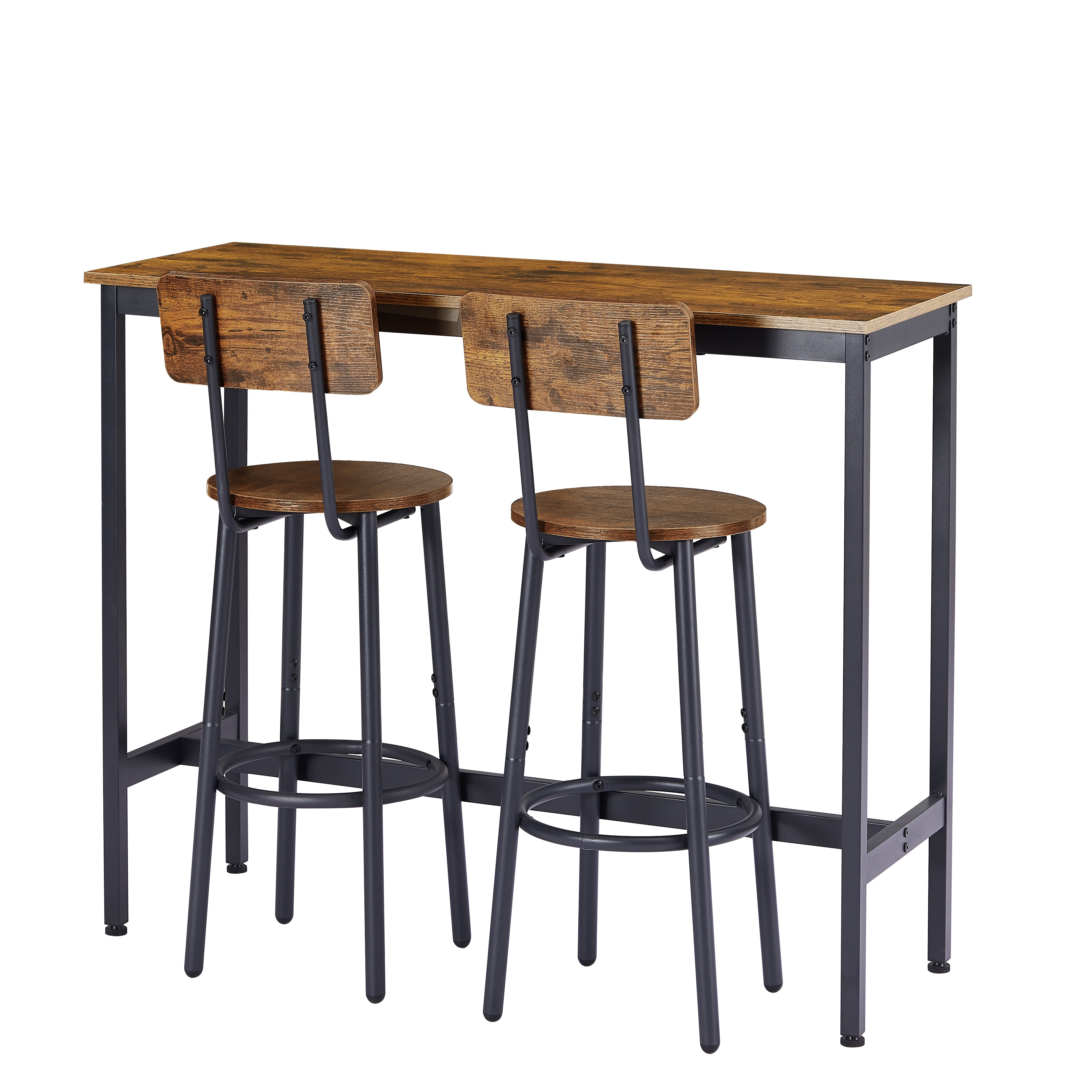 paproos 3 Piece Bar Table Set, Pub Bistro Table and Stools with