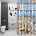 thumbnail image 4 of Ocean Beach Shower Curtain for Bathroom Decor, Starfish Shell Coral Blue Brown Wood Grain Farm Waterproof Fabric Shower Curtain, 48"x72" Set with 12 Hooks, 4 of 9