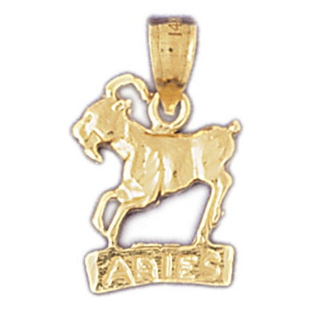 14K Yellow Gold Zodiac - Aries Pendant - 19 mm
