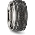 thumbnail image 6 of Chisel Stainless Steel Polished 1/2 Carat Black Diamond 10.2mm Ridged Edge Band - Ring Size 7.5 Natural Diamonds, 6 of 8