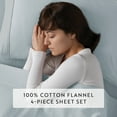 thumbnail image 6 of Light Navy 4 Piece 100% Cotton Flannel Deep Pocket Sheet Set, Full, by Noble Linens, 6 of 8