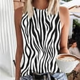 thumbnail image 2 of Njoeus Womens Tank Top Summer Zebra Stripe Sleeveless T-Shirt Work Casual Business Round Neck Sleeveless Tank Top, 2 of 5
