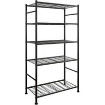 Storage Shelves - 5 Tier Shelf Organizer, Heavy Duty Garage Shelving Unit with Leveling Feet, Stable Metal Shelves Organizer for Pantry, Kitchen and Closet, 33.0" W x 12.6" D x 72.0" H, Black