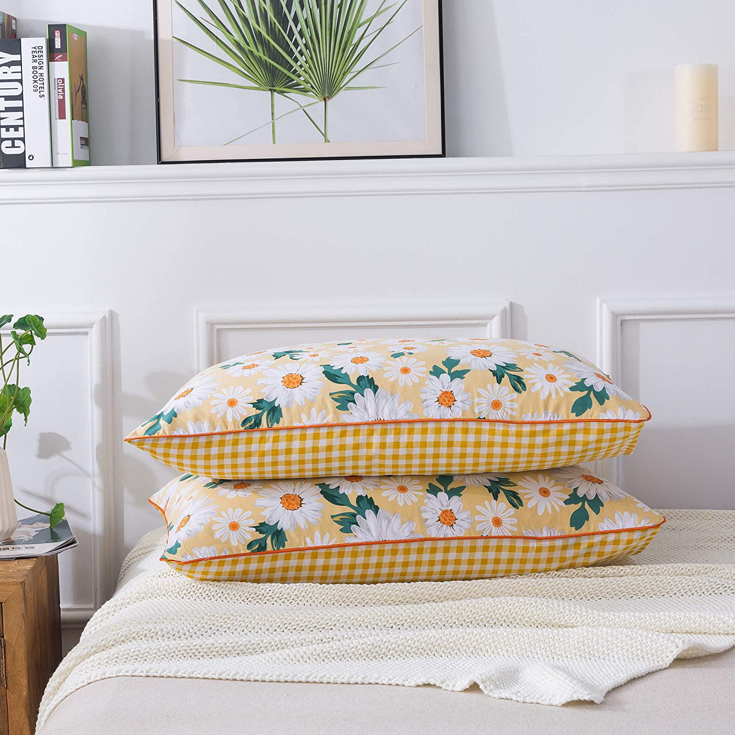 2Pcs Premium Cotton Bed Pillow Shams Ultra Soft Pillowcases Standard Queen King 