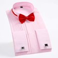 thumbnail image 3 of Camisa de esmoquin para boda, cuello con punta de ala y pajarita, camisa plisada, gemelos, Top Regular de manga larga para hombres, 3 of 4
