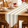 thumbnail image 2 of Beige White Striped Table Runner Linen Burlap Table Runner 90 Inches Long Modern Beige Stripes Farmhouse Dresser Scarves for Kitchen Island Coffee Dining Room Party Wedding Holiday Decoration 13"x90", 2 of 8