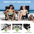 thumbnail image 2 of Walchoice Low Beach Chair, High Back Chair with Comfortable Pillow for Adults, Oversized Seat Chair with Cup Holder & Carry Bag for Outdoor Lawn Camping Picnic, Heavy Duty & Lightweight - Black, 2 of 9