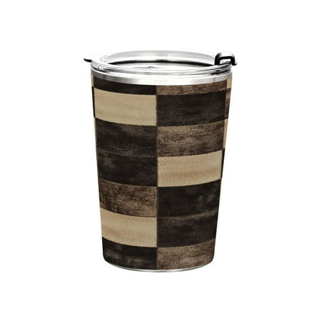 

11oz Double-Wall Vacuum Insulated Stainless Steel Tumbler with Straws Sports Mugs BPA-Free Brown and Black Tartan