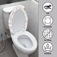 thumbnail image 3 of ZIATUBLES Toilet Lid Cover Breathable Soft Stretch Fabric Toilet Decor Elastic Edge Toilet Bowl Lid Cover Fits Elongated, Oblong and Round Lids Home Bathroom Decor Accessories, Light Pink Rose, 3 of 6