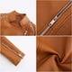 thumbnail image 5 of Puntoco chaqueta de mujer delgada de cuero con cuello alto y cremallera traje de motocicleta cinturón abrigo chaqueta tops liquidación de Navidad Puntoco Puntoco-3770, 5 of 5