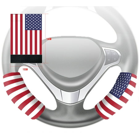 ZKGK American Flag Steering Wheel Cover Hook and Loop Covers For Car Size 10x16cm 2 PCS