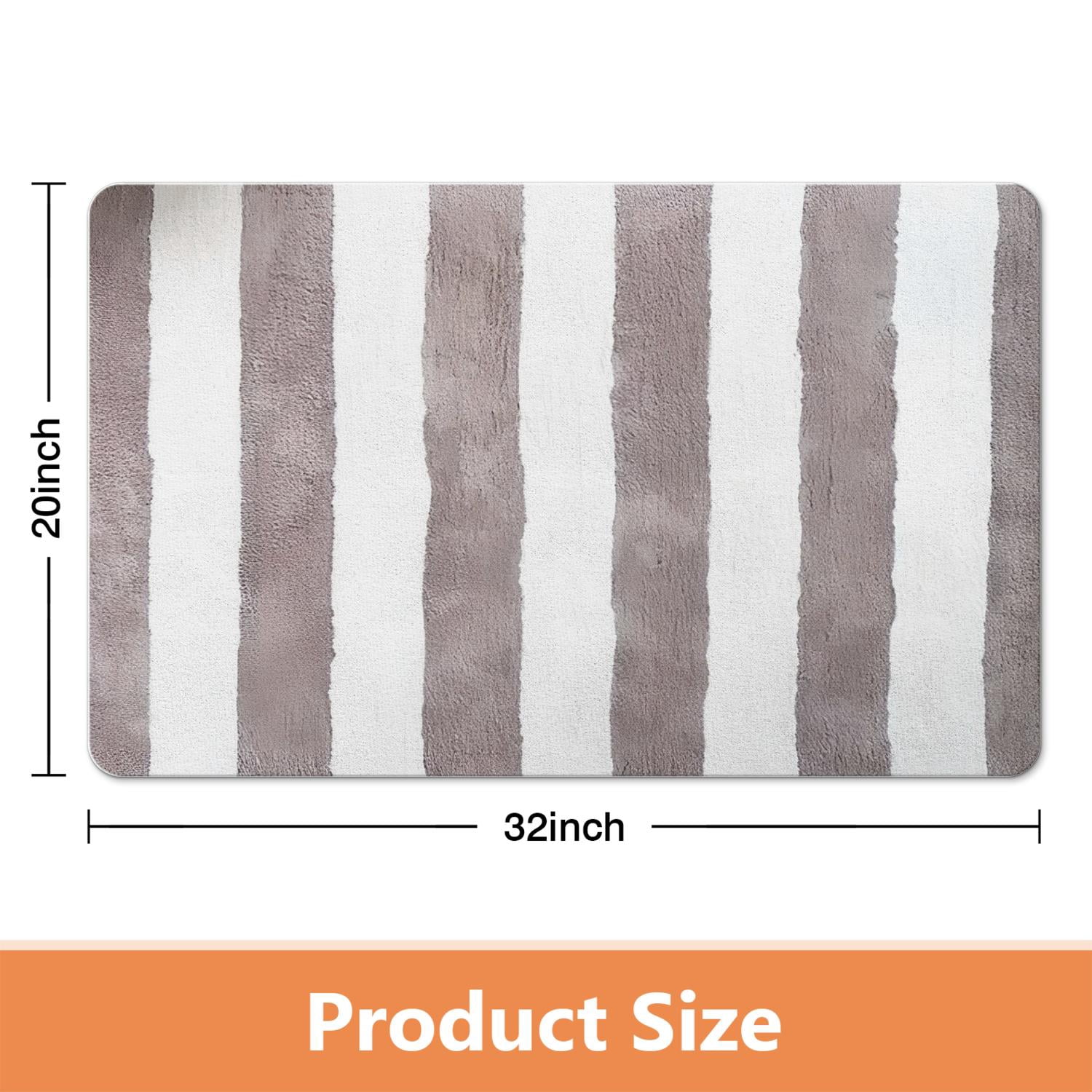 Soft Striped Microfiber Bathroom Rugs - Extra Thick 20x32 inch, Highly Absorbent Bath Mat, Anti-Slip for Safety, Machine Washable Perfect for Tub and Shower