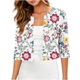 thumbnail image 3 of Gamivast Cropped Cardigan for Women Floral 3/4 Sleeve Open Front Bolero Shrugs Lightweight Dress Cover Up Elegant Casual Outerwear Tops for Spring Summer Vacation, 3 of 7