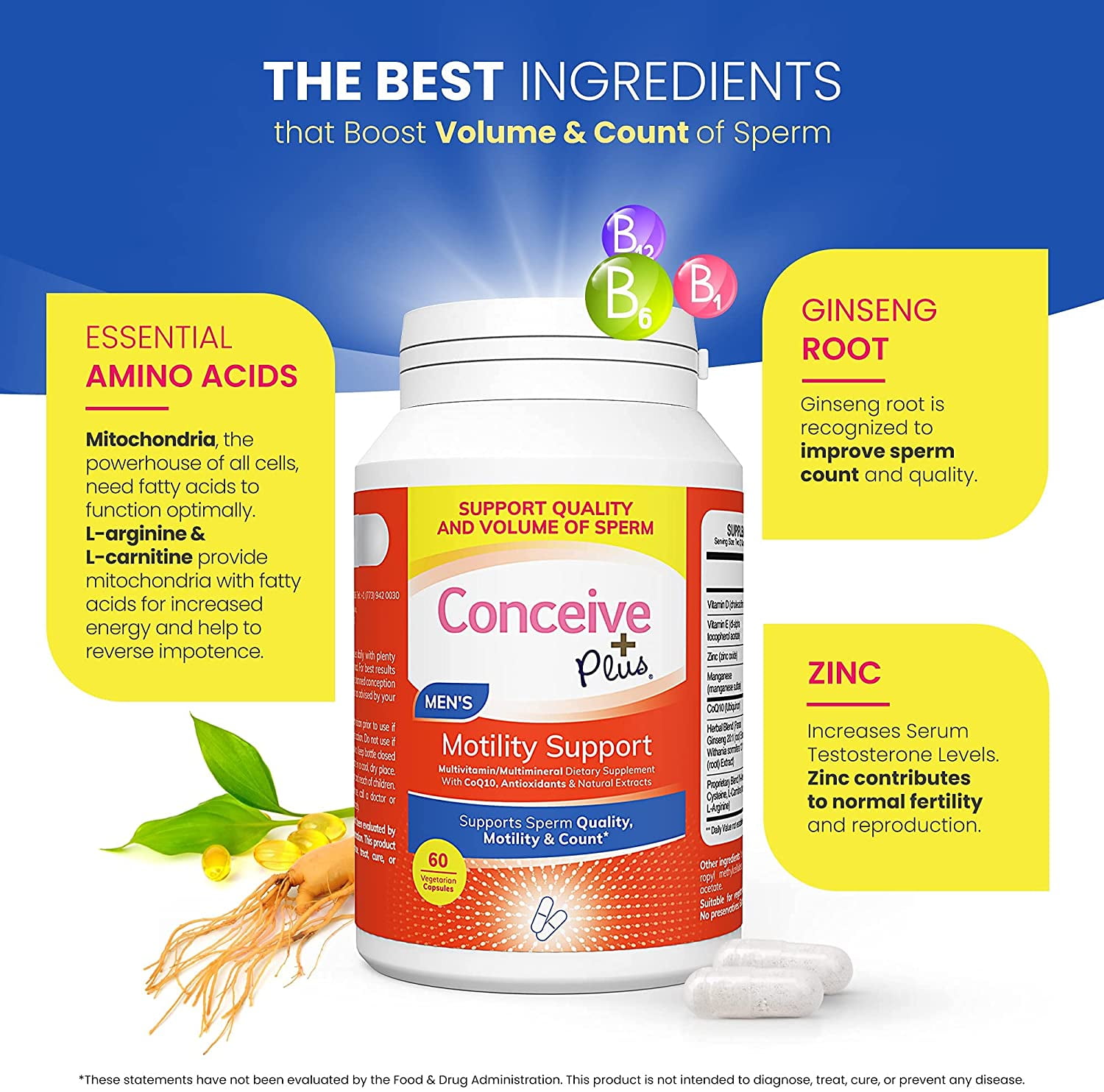 Buy Conceive Plus Male Fertility Supplement for Semen Volumizer, Boost