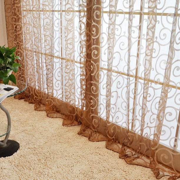 Nueva bufanda de tul floral para puerta, cenefas, cortinas transparentes para ventana Scienceny JJ2991-05