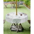 thumbnail image 4 of nqOlkjepod Dandelion Green Botanical Outdoor Tablecloth with Umbrella Hole & Zipper, Vintage Watercolor Floral Round Table Cover 54 Inch, Dining Waterproof Table Cloth Protector for Patio/Party, 4 of 7
