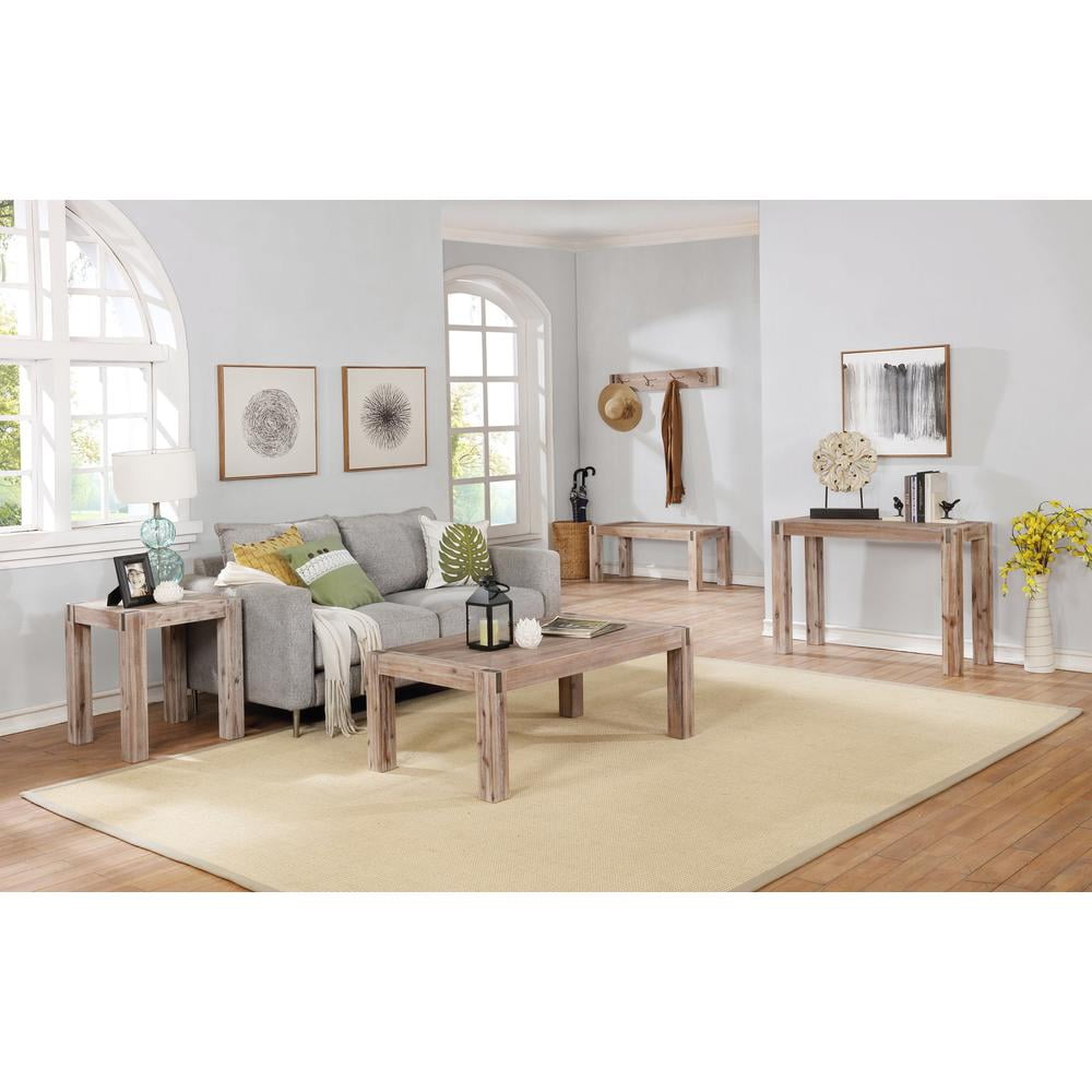 Alaterre Woodstock Acacia Wood with Metal Inset Coat Hook, Brushed Driftwood