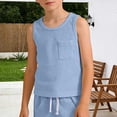 thumbnail image 2 of Bmisegm Boys T Shirts Sleeveless Crew Neck Tank with Pockets Casual Athletic Soft Workout Tops Light Blue,2-3 Years, 2 of 5