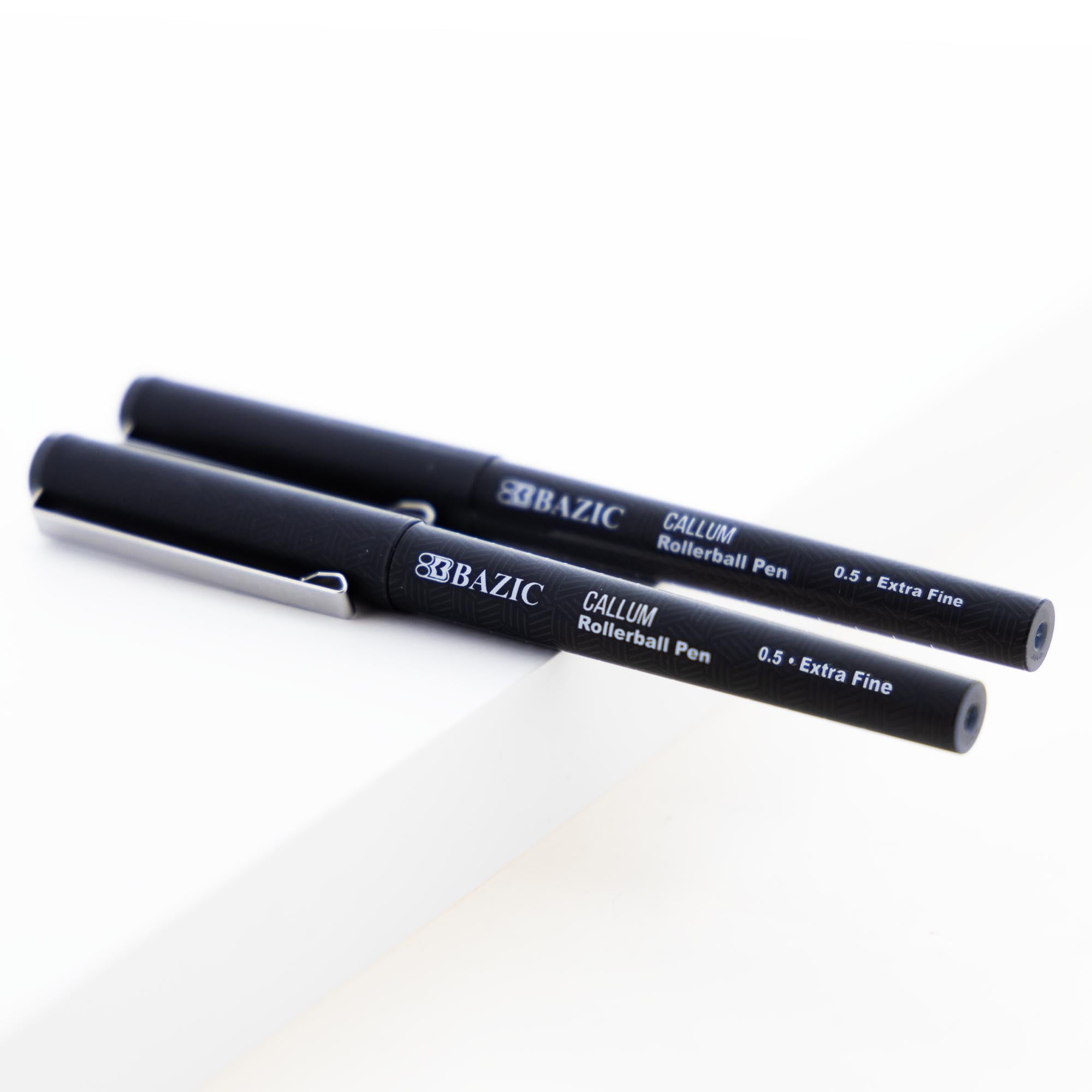 BAZIC Callum 0.5mm Rollerball Pen, Black Ink Needle Tip Fine Point Ink Pens (2/Pack), 24-Packs