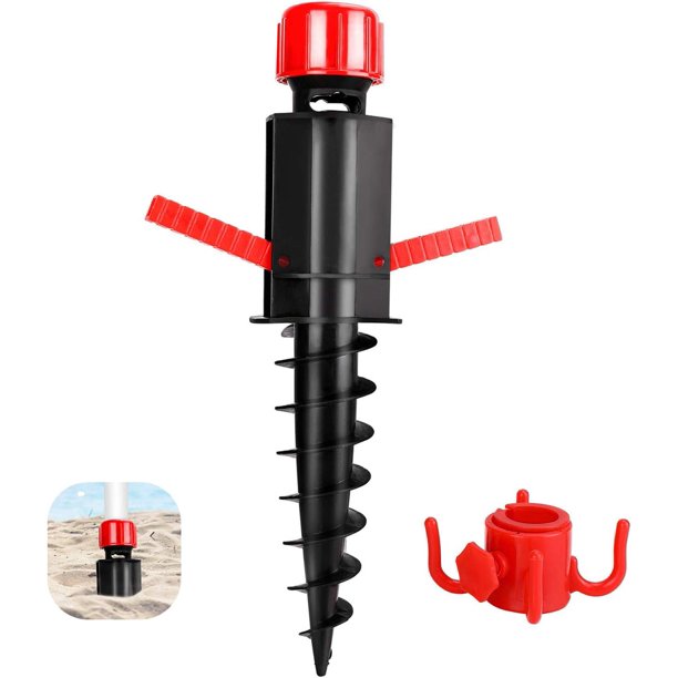 Anclaje para soporte de sombrilla, soporte para sombrilla para playa, pies de sombrilla de plástico para arena, playa o suelo, casquillo de suelo de calidad con gancho para colgar, Ø 20-32 m (1 ud.)