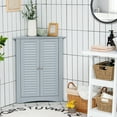 thumbnail image 2 of Corner Storage Cabinet Freestanding Floor Cabinet Bathroom w/ Shutter Door Grey, 2 of 12