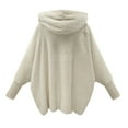 thumbnail image 3 of YDDIAN Hooded Fleece Jacket for Women Oversized Batwing Cardigans Open Front Bed Jacket Hooded Winter Coats Hooded Coat White 3XL, 3 of 5