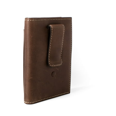 United Leather Money Clip ID Stronghold RFID Leather Wallet Vertical Money Clip with ID - Best RFID Blocking Wallet - Brown ()