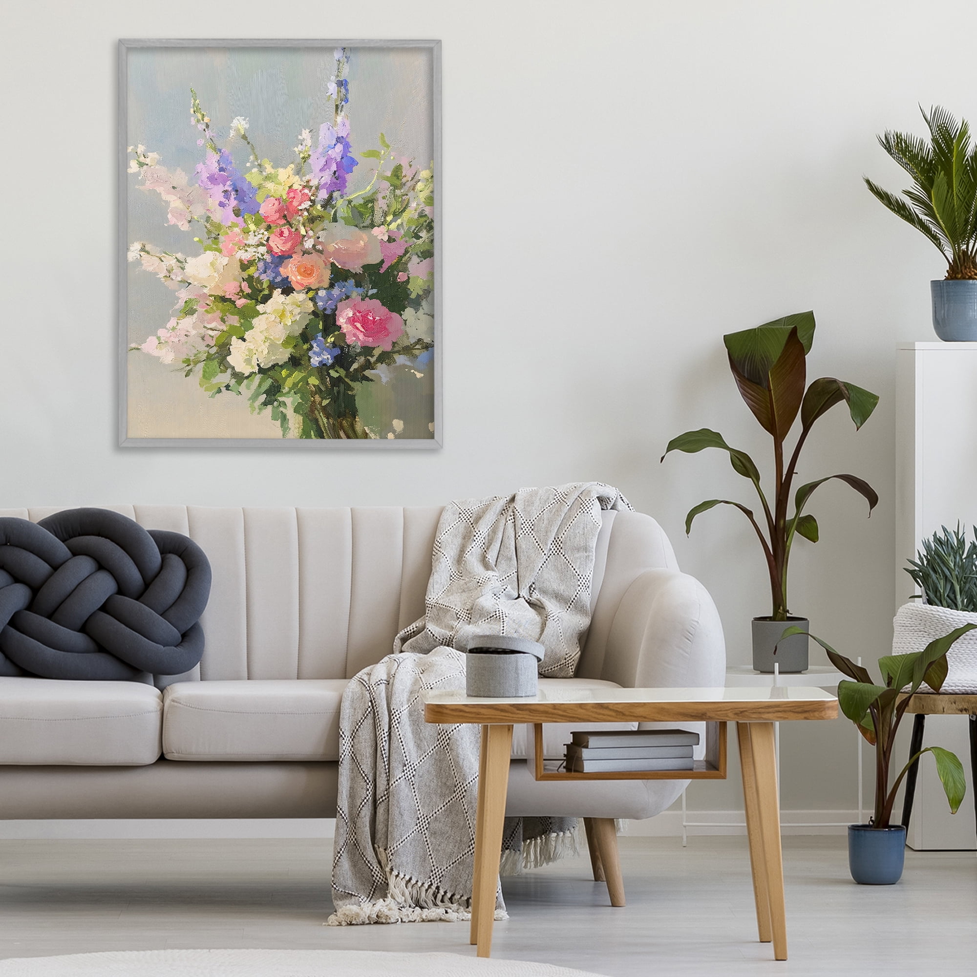 Stupell Industries Romantic Pastel Garden Bouquet Gray Framed Giclee Art, design by The Prints Vibe