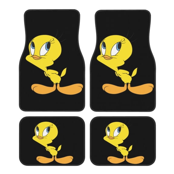 4 Piece Tweety Bird Looney Tunes Car Floor Mats,All Weather Protection Waterproof Universal Automotive SUV Sedan Van Girl Women Men Boy(Front, Back)
