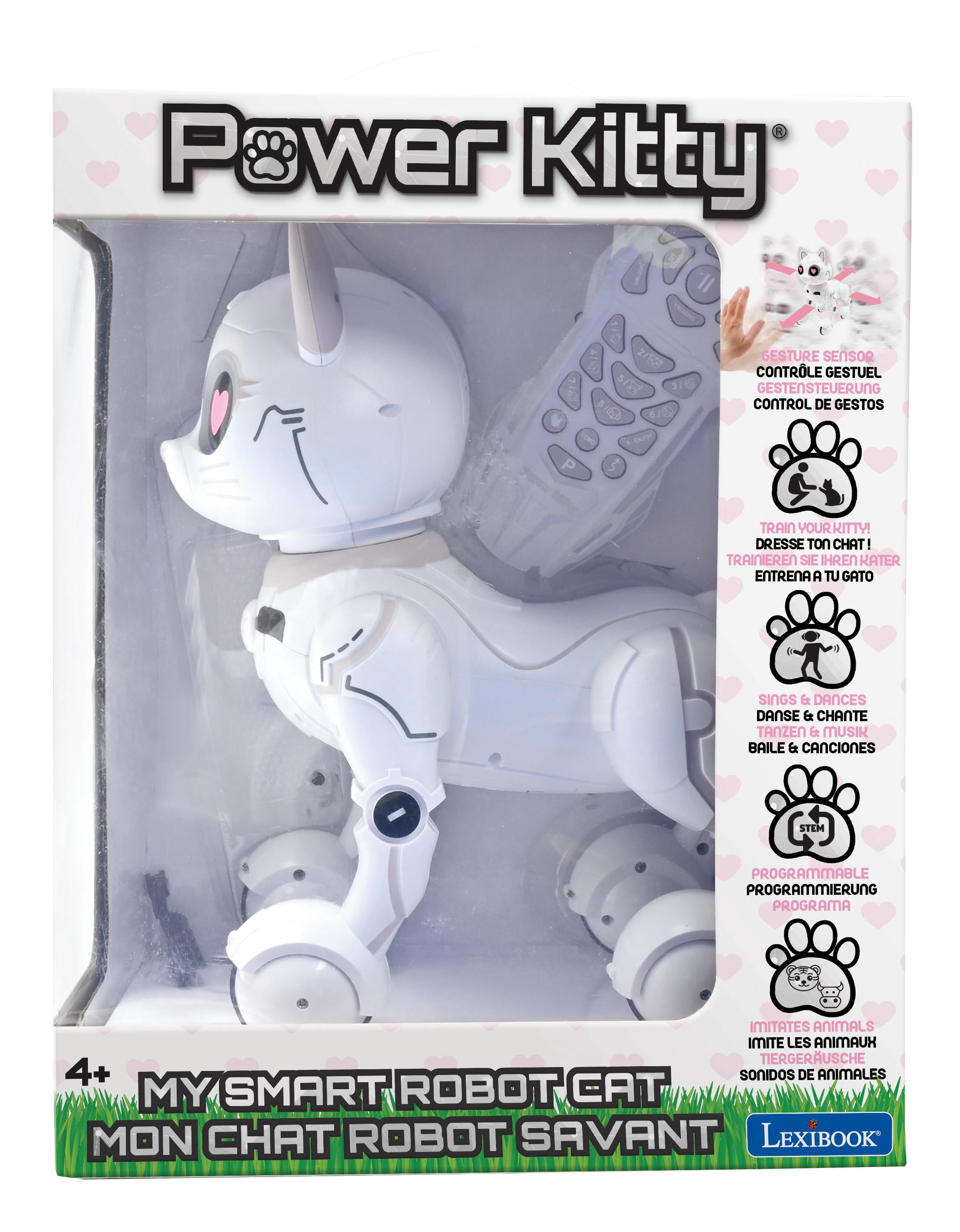 Lexibook Power Kitty Remote Control Robot Cat, Programmable Smart Robot, Light, Sound, White/Pink