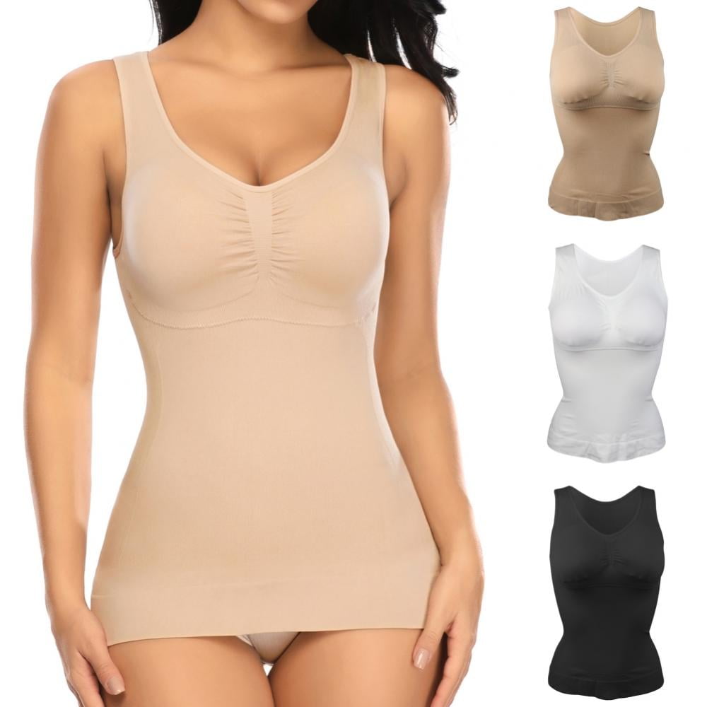 Shapewear Tank Top with Built in Bra Slimming Cami Shaper Compression Top for Women Tummy Control Camisole 