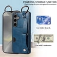 thumbnail image 4 of ShellTech for Ring Holder Samsung Galaxy A15 Case , Shockproof Leather Hand Strap Kickstand Card Slot Case TPU Back Cover for Galaxy A15,Blue, 4 of 9