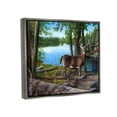 thumbnail image 3 of Stupell Industries Deer in Lake Cabin Forest Animals & Insects Painting Gray Floater Framed Art Print Wall Art, 31 x 25, 3 of 9