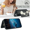 thumbnail image 6 of for iPhone 15 6.1-inch Crossbody Wallet Case, Women Flip Cover Flower Design PU Leather Kickstand Card Holder Slots Wrist Strap Lanyard Purse Phone Case for iPhone 15, Black, 6 of 9