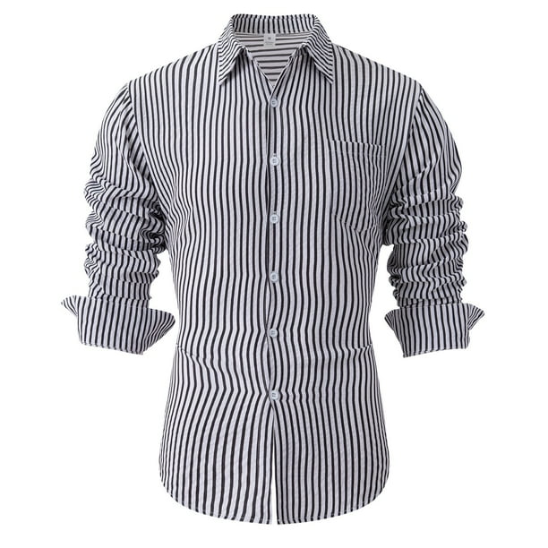 Blusa y camisa de manga larga con cuello vuelto para hombre, blusa informal de moda con botones y retazos, blusa de manga larga con cuello alto, blusa de poliéster para hombre