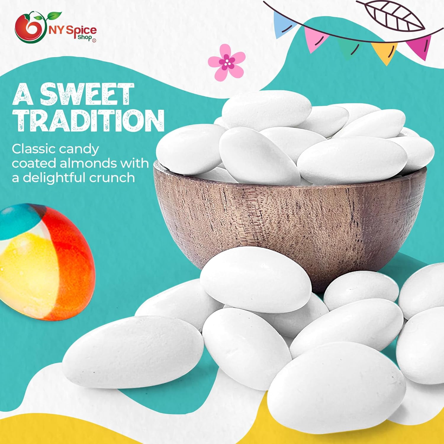 NY SPICE SHOP White Super Fine Jordan Almonds - 3 Pound