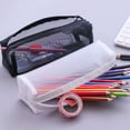 thumbnail image 5 of Nylon Mesh Pen Case Square Black Big capacity Pencil Case Makeup Cosmetic Bag, 5 of 5