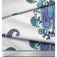 thumbnail image 3 of Soimoi Modal Satin Fabric Floral & Paisley Block Printed Fabric 1 Yard 42 Inch Wide, 3 of 3