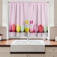 thumbnail image 2 of Ambesonne Easter Bunny Kitchen Curtains, Dyed Eggs and Rabbits, 55"x45", Rose and Multicolor, 2 of 3