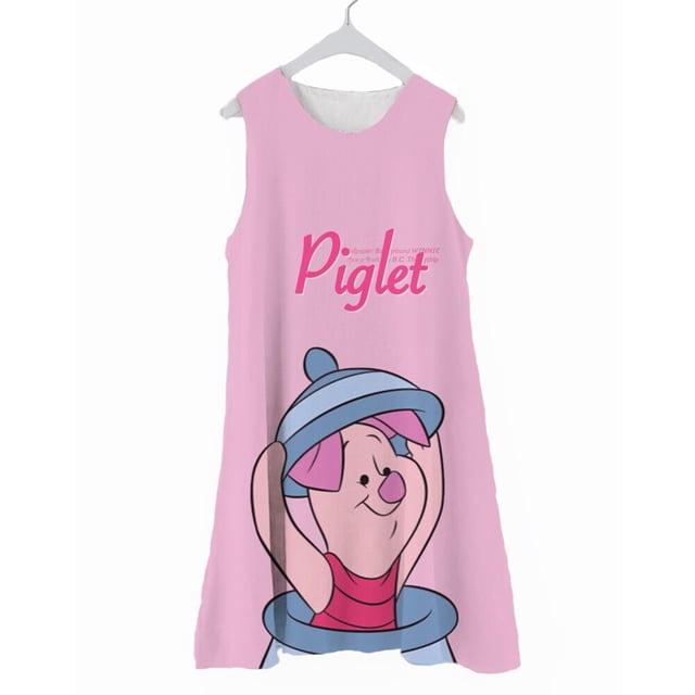 Vestidos para niños Estampado de Disney Winnie the Pooh Mickey Vestidos cortos Estampados Camisetas sin mangas de verano Vestidos de dibujos animados para niños Disney Girls Casu150 Gao Jinjia LED