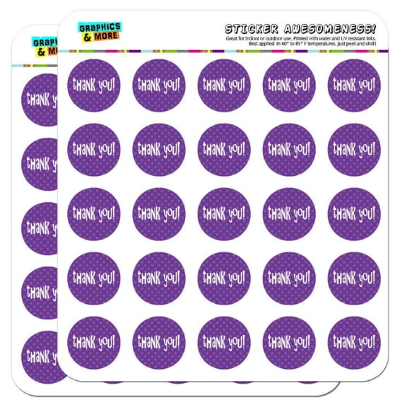Thank You Purple Polka Dots 1" Scrapbooking Crafting Stickers