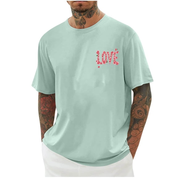 Generic Mens Cotton Basic Tshirts Fashion Short Sleeve Crew Neck Shirts Loose Casual Workout Athletics Pullover Tops