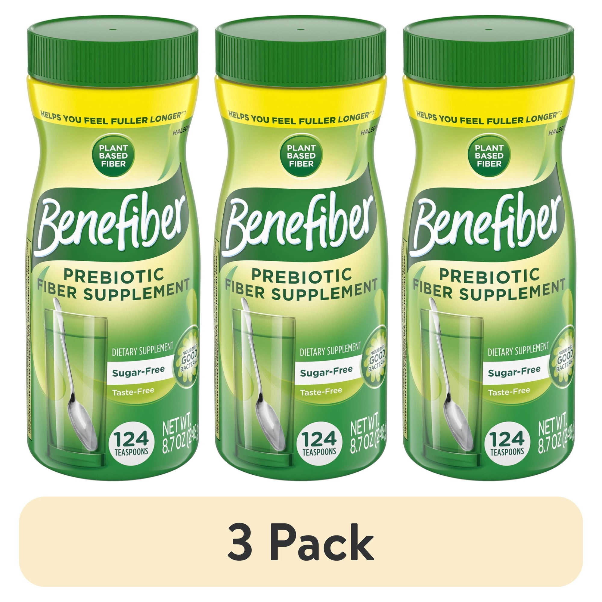 (3 pack) Benefiber Daily Prebiotic Glp-1 Friendly Fiber Supplement Powder, Unflavored -124 Teaspoons (8.7 Ounces)