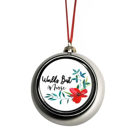 Ornament For Nurse - World's Best Nurse Ornaments Silver Bauble Christmas Ornament