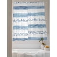 thumbnail image 3 of Abstract Sheer Curtains 2 Panels Set Blue Gradient Geometric Striped Retro Farmhouse Lihgt Filtering Rod Pocket Voile Drape, Semi Sheer Window Curtains for Bedroom Living Room, 52"x63", 3 of 5
