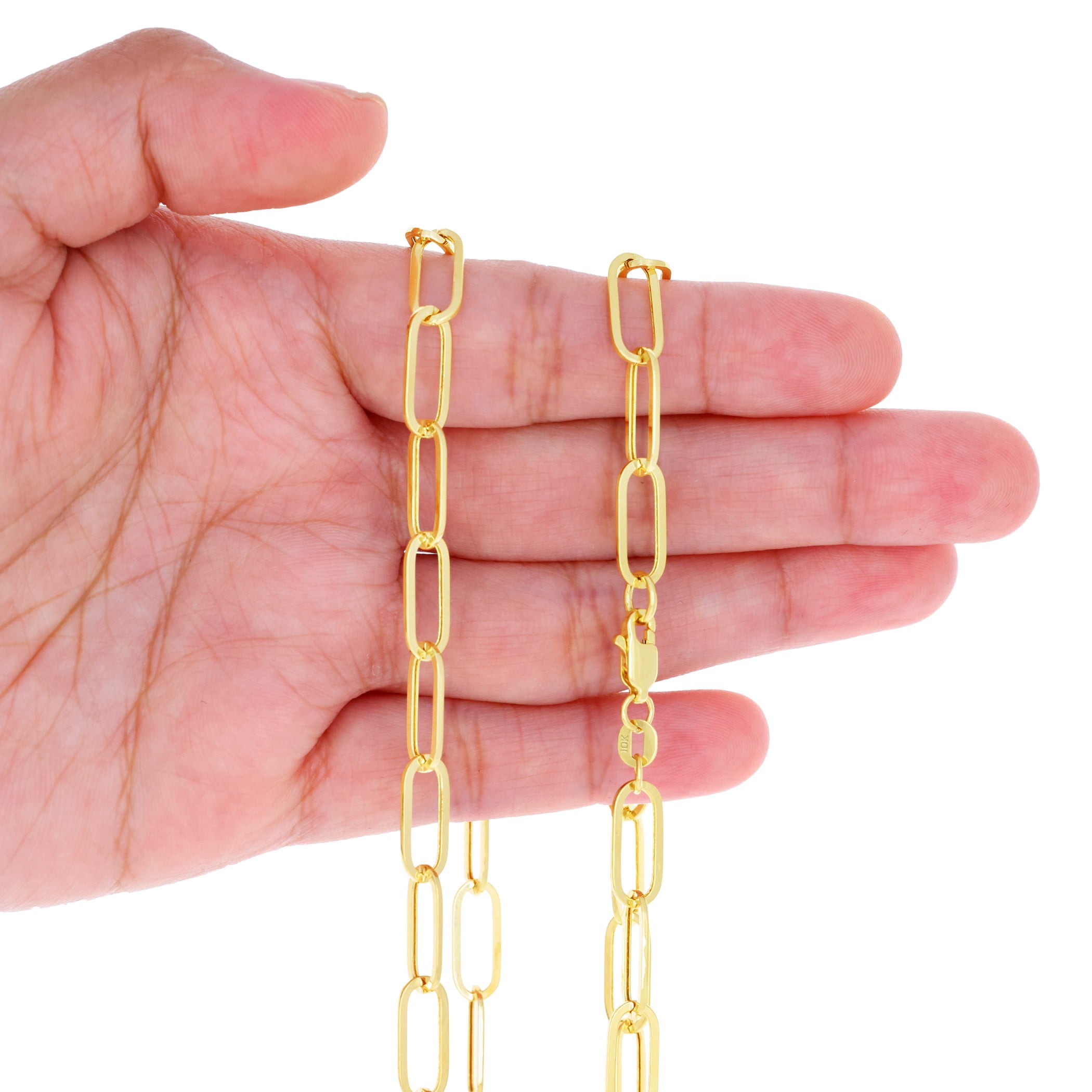 Nuragold 10k Real Yellow Gold Paperclip 6mm Elongated Cable Link Necklace (16"-24") Dainty Italian Jewelry for Men & Women