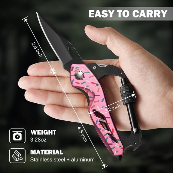 UYGDUY-Donut Multitool Carabiner Knife Gifts for Women Men,Survival Gear for Camping HikingEDC Carabiners, 6-in-1 Multi Tools with Window Breaker, Bottle Opener and Screwdriver,Gifts for Women Men D