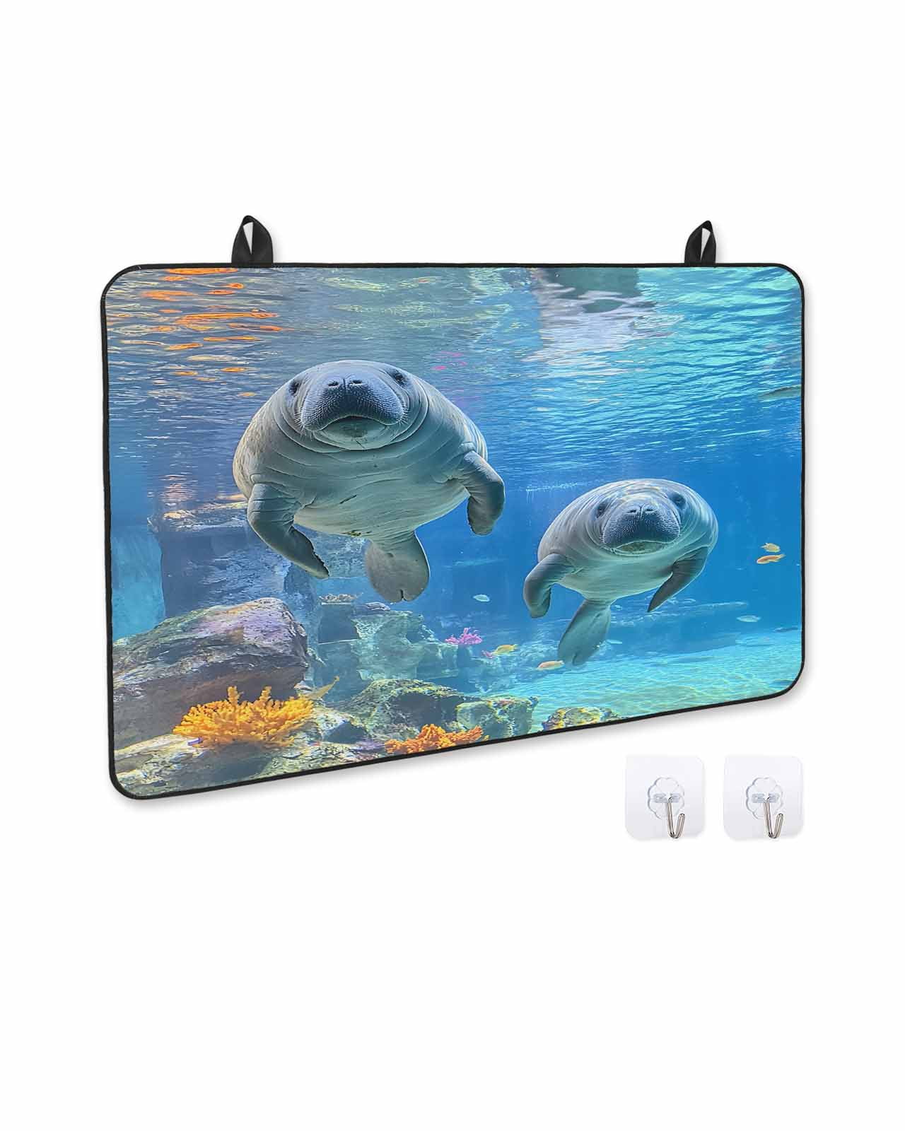 nqOlkjepod Large Induction Cooktop Protector Mat 24"x21", Blue Seal Coastal Stove Top Covers for Electric Stove, Nautical Summer Beach Ocean Decorative Stove Burner Cover Mats, Glass Top Stove Cover
