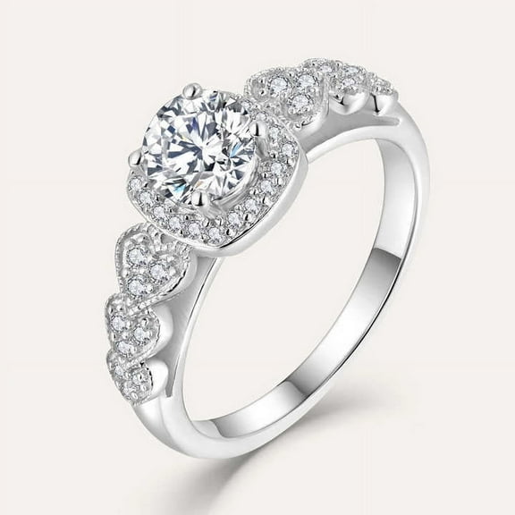Women's Halo Heart Shape Shank Engagement Ring 1.8 Ct Diamond 14K White Gold Over